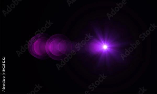 Fototapeta Stock purple light flare effect photography lens flare overlay background for your design