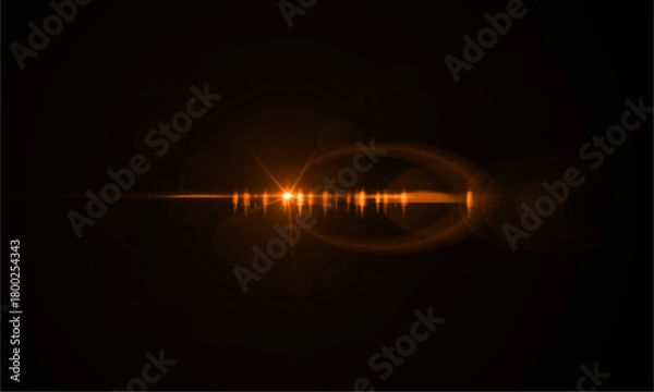 Fototapeta Golden lens flare effect on black background for photography and graphic design projects use