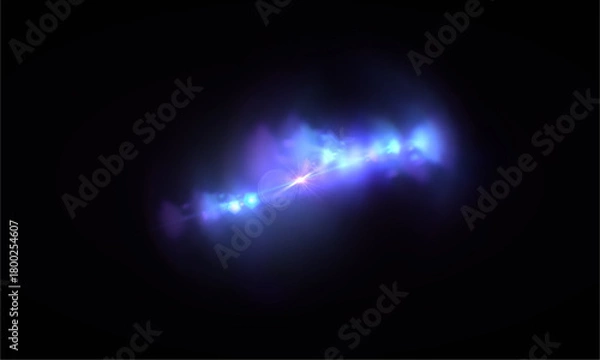 Fototapeta Abstract light effect background with blue glow and lens flare for graphic design projects