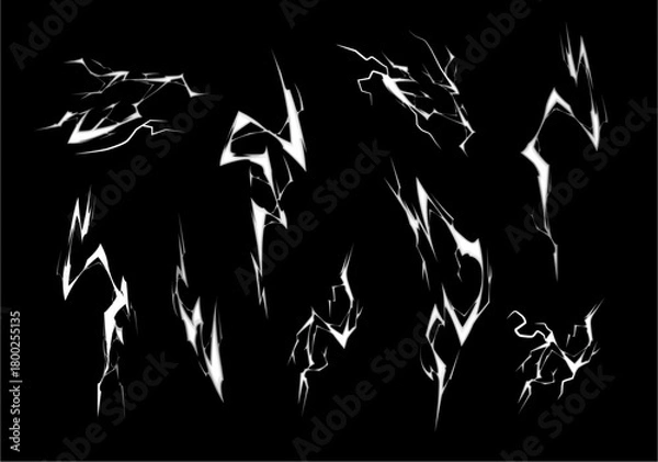 Fototapeta Lightning bolt vector collection set of realistic lightnings thunderbolt effect for design elements