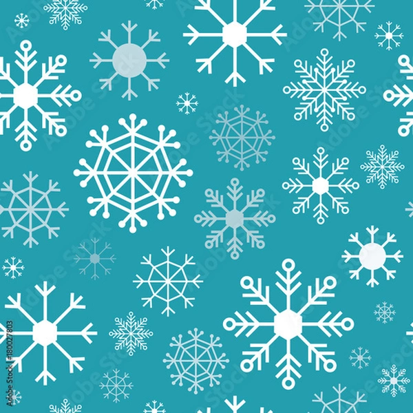 Obraz Snowflakes on light blue background seamless pattern