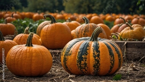 Obraz Ripe pumpkins lying in the field