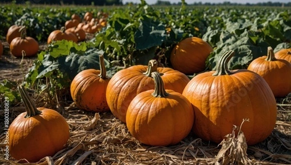 Obraz Ripe pumpkins lying in the field