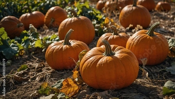 Obraz Ripe pumpkins lying in the field