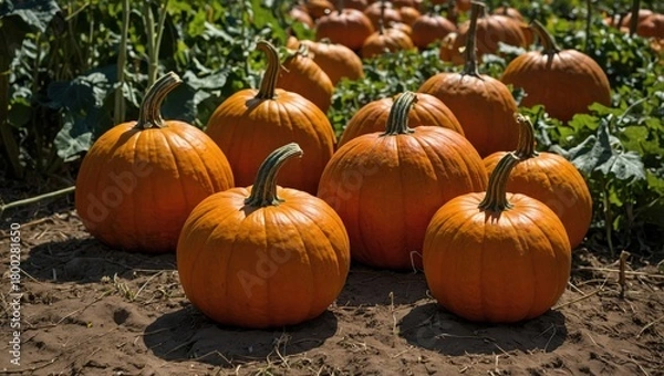 Obraz Ripe pumpkins lying in the field