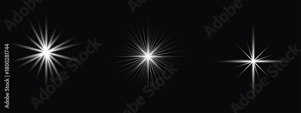 Obraz Sun ray glow abstract shine light effect starburst beam sunshine glowing isolated image. Lights flare, star flash light, white sun rays