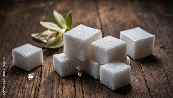 Obraz Close-up of three white sugar cubes