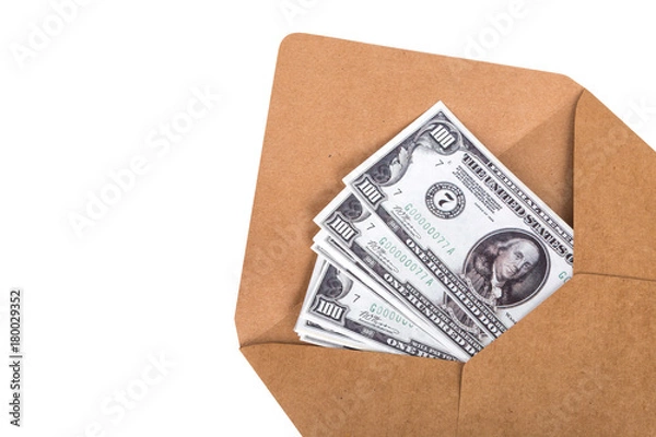 Obraz Stack of Banknotes in Envelope