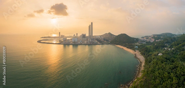 Fototapeta Coal-fired power station in Lamma Island, Lamma Island is a fishing village and A natural attraction The tourists are very popular.