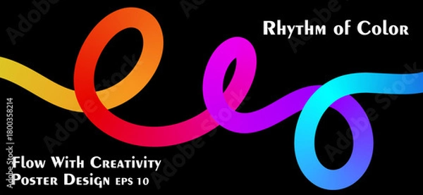 Fototapeta Rainbow abstract swirls on a dark background, vibrant and flowing