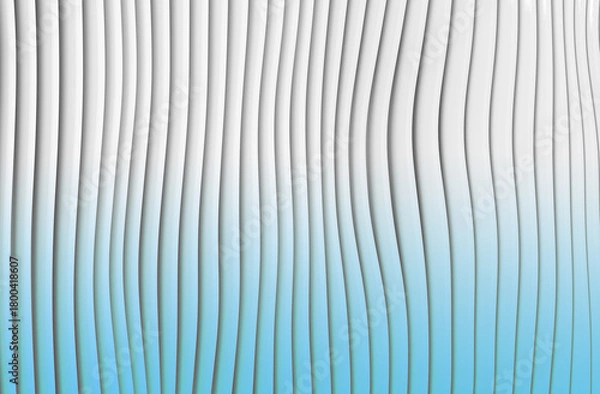 Fototapeta 3D render illustration blue stripes in form of waves, abstract  wavy wallpaper background