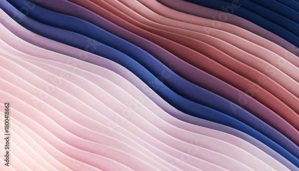 Fototapeta 3D render illustration stripes in form of waves, abstract  wavy wallpaper background