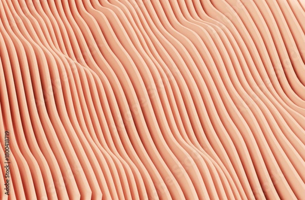 Fototapeta 3D render illustration stripes in form of waves, abstract  wavy wallpaper background