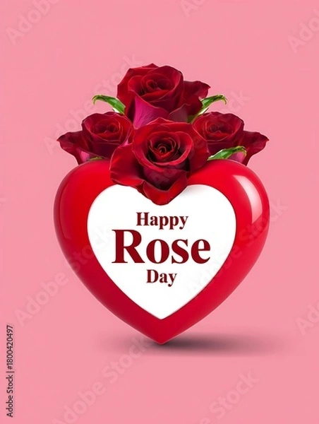 Obraz Happy rose day heart with red roses