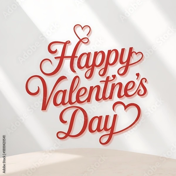 Obraz Happy valentines day text with hearts on white background