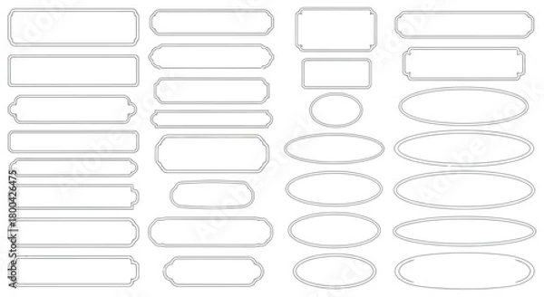 Obraz Collection of various outline frames and borders, including rectangles, ovals, and rounded shapes isolated on