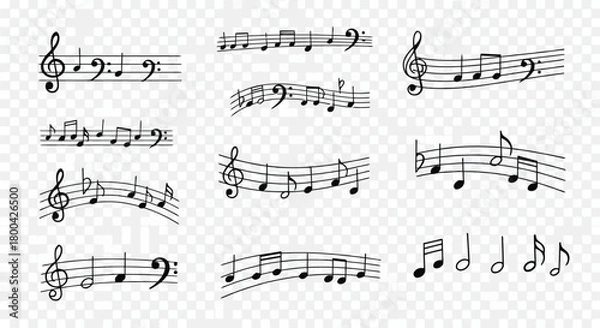 Obraz Collection of musical notes and symbols isolated on for music education and composition