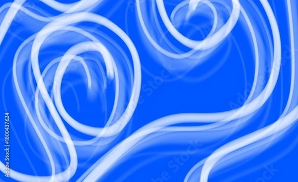 Fototapeta Abstract flowing white light on blue background
