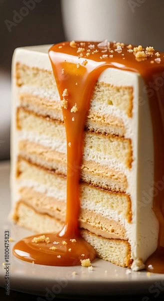 Fototapeta Delicious caramel cake recipe ideas for dessert lovers and baking enthusiasts to try today