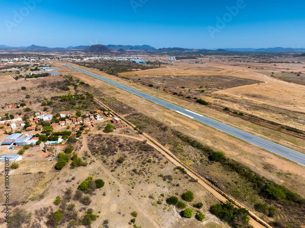Obraz Very long airport runway aerial view