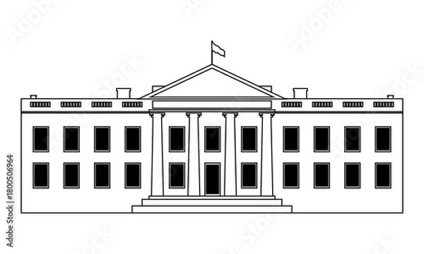 Obraz White House, The residence of the president of the United States of America line art vector icon. Suitable for apps and websites