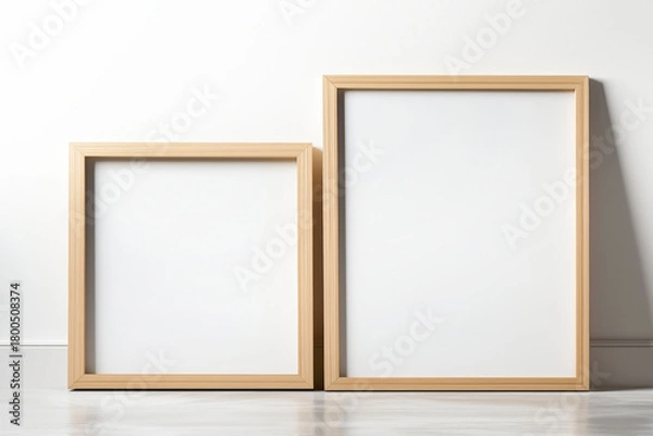 Obraz Wooden mock up poster frames by the wall