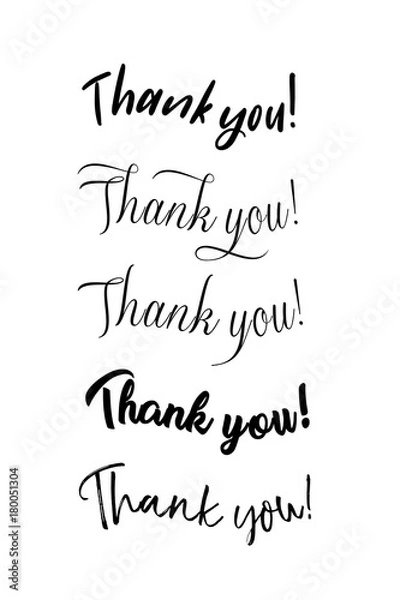 Fototapeta Thank You calligraphy. Handwritten ink lettering. Brush painted letters. Vector illustration. Hand drawn design elements.