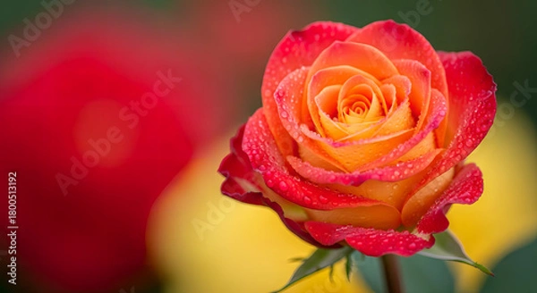 Obraz red rose with drops isolated background