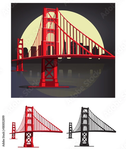 Obraz San Francisco Bay Golden Gate Bridge Vector Vector Pack