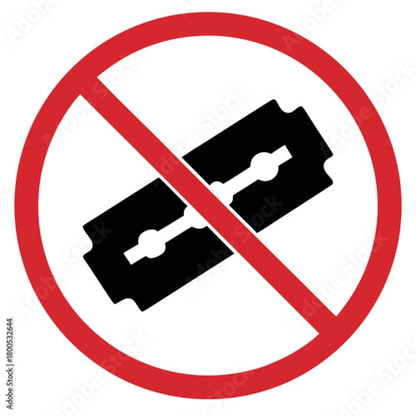 Fototapeta No razor blades allowed sign with a prohibitory symbol on a white background
