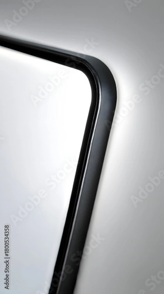 Obraz Frame Detail: An elegant close-up reveals the minimalist beauty of a sleek, dark-framed object, emphasizing its clean lines and subtle texture. The composition offers a modern aesthetic.