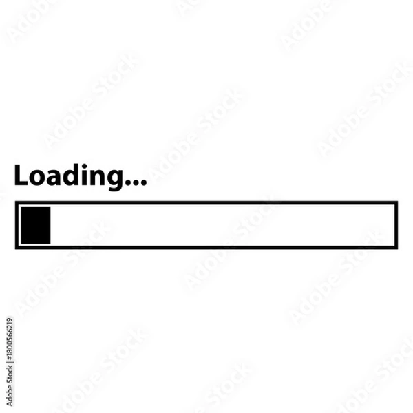 Fototapeta Black Loading Progress Bar with Text Status Icon for Website Interface Design