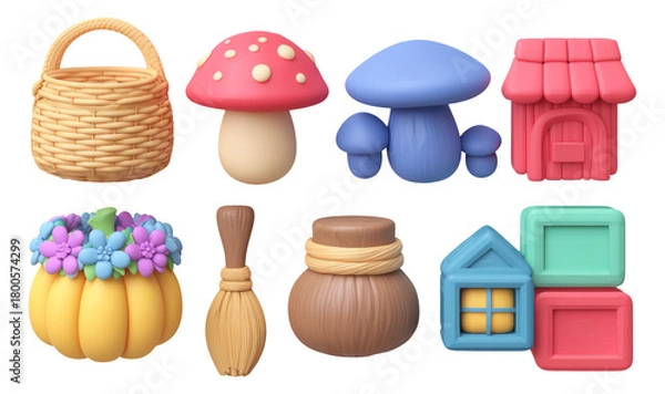 Obraz Colorful Fairytale Cottage Essentials for Creative Imagination and Storytelling