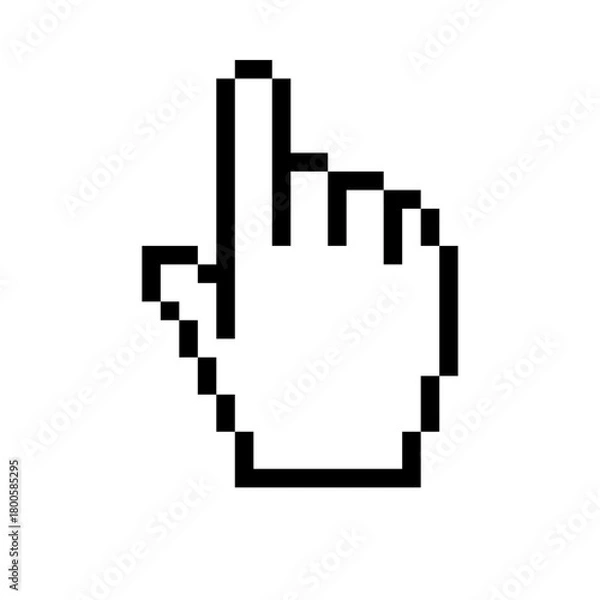 Fototapeta Pixelated Hand Cursor Icon for Digital Interaction