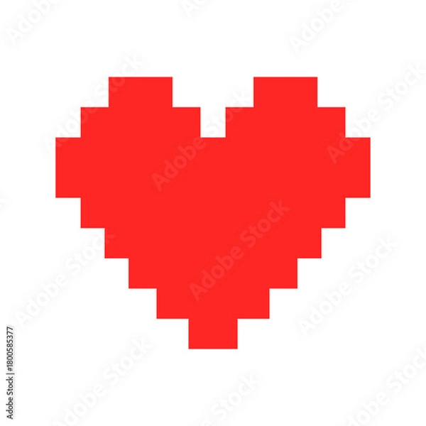Fototapeta pixel heart with red arrow on white