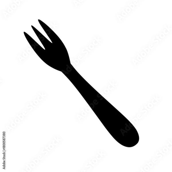 Fototapeta Flat vector illustration of a stainless steel fork, simple and clean design perfect for kitchen, food, dining, and restaurant graphics
