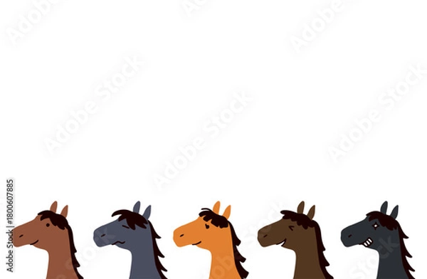 Obraz 複数の馬のイラスト