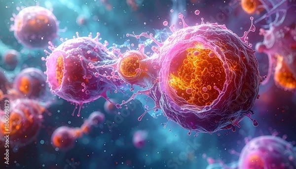 Fototapeta cellular structures magnified with scientific accuracy and artistic inter 