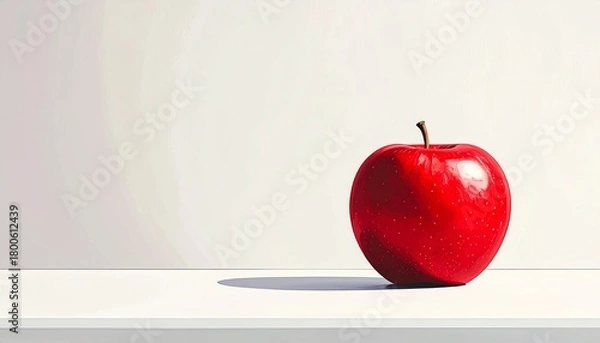 Fototapeta poster design, a single red apple on a white background, clean 