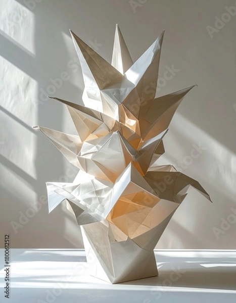 Fototapeta paper sculptures come alive with procedural folding animations and soft shado 