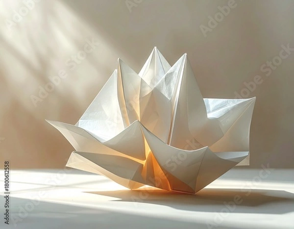 Fototapeta paper sculptures come alive with procedural folding animations and soft shado 