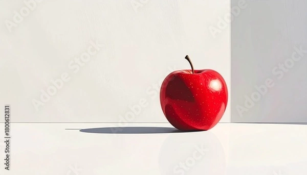 Fototapeta poster design, a single red apple on a white background, clean 
