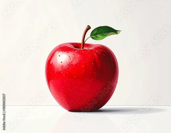 Fototapeta poster design, a single red apple on a white background, clean 