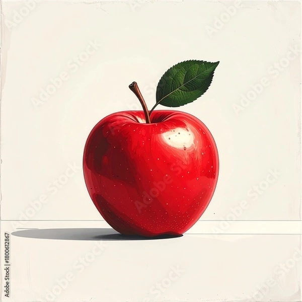 Fototapeta poster design, a single red apple on a white background, clean 