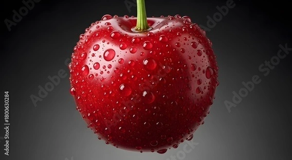 Fototapeta Fresh red apple with water droplets