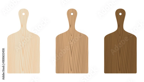 Obraz Wooden Kitchen Cutting Chopping Board Vector Illustration Set