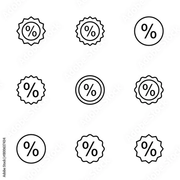 Fototapeta Discount icon vector isolated on white background. Discount tag icon.