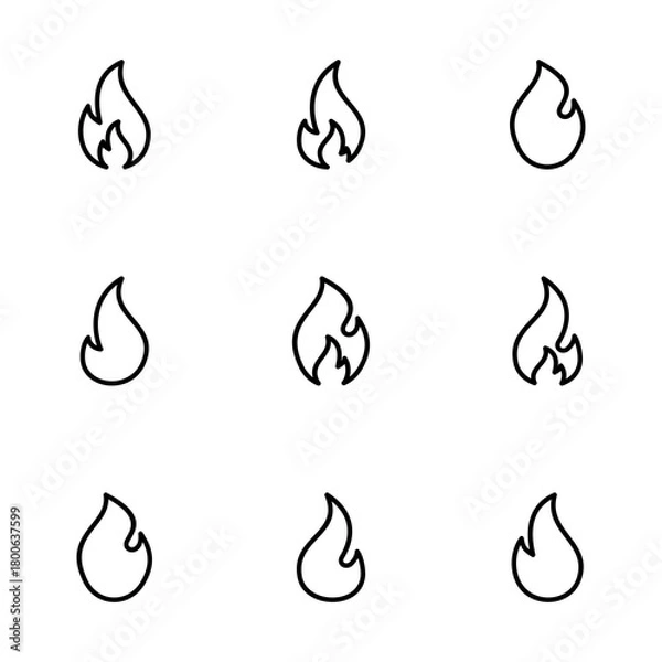 Fototapeta Fire icon vector isolated on white background. Fire flame icon template. Fire flames symbol vector