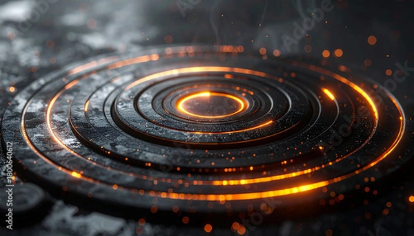Fototapeta Mysterious Technology Circles: A captivating glimpse into advanced technology, with concentric circles glowing vibrantly. It evokes the aura of innovation and sophistication.