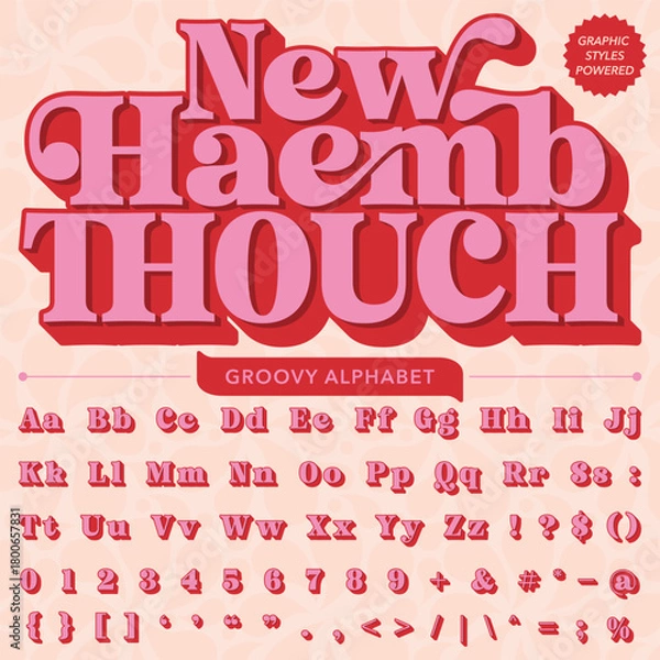 Fototapeta Groovy Retro Vintage Serif Bold Font alphabet vector file	